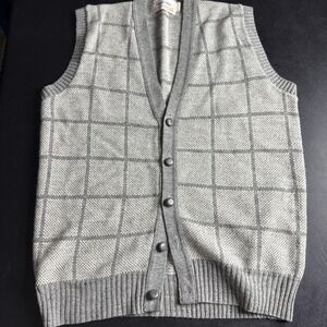 Clipper Mist Sweater Vest‎ XLT Mens Hoodie Wool Gray  Full Button Down  V Neck